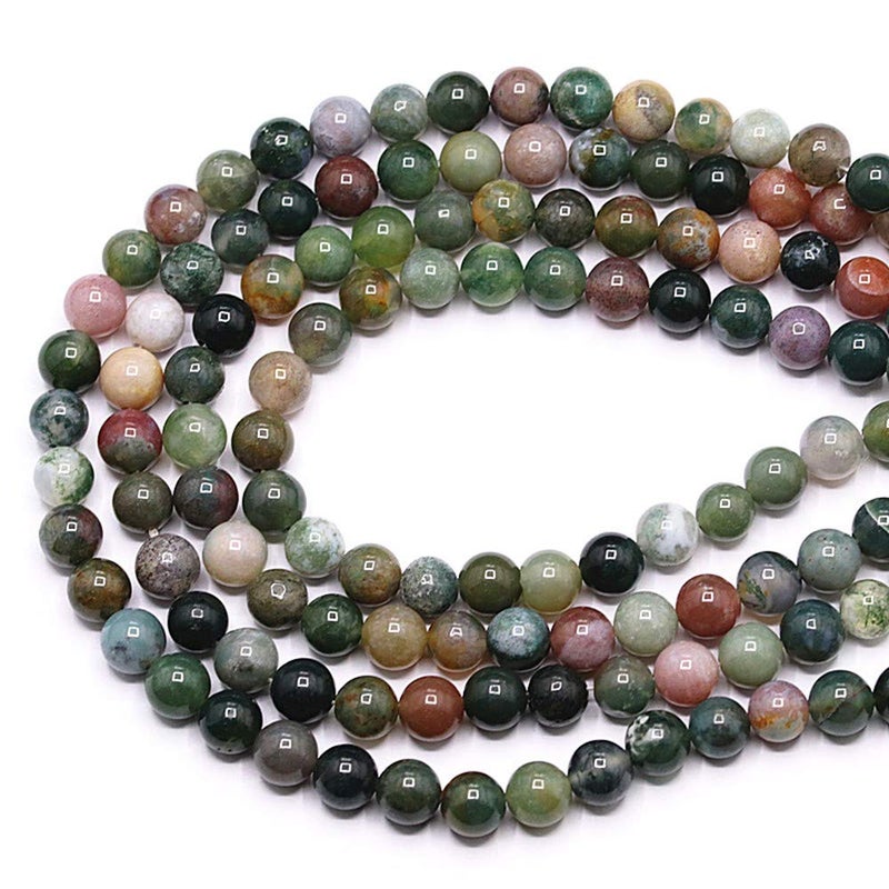 PLTbeads خرز الأحجار الكريمة الطبيعية PLTbeads خرز دائري ناعم تقريبا 15 بوصة لصنع الأساور والقلائد (6 مم، عقيق هندي) - Image 4
